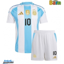Argentina Lionel Messi #10 Hjemmedraktsett Barn Copa America 2024 Kortermet (+ Korte bukser)